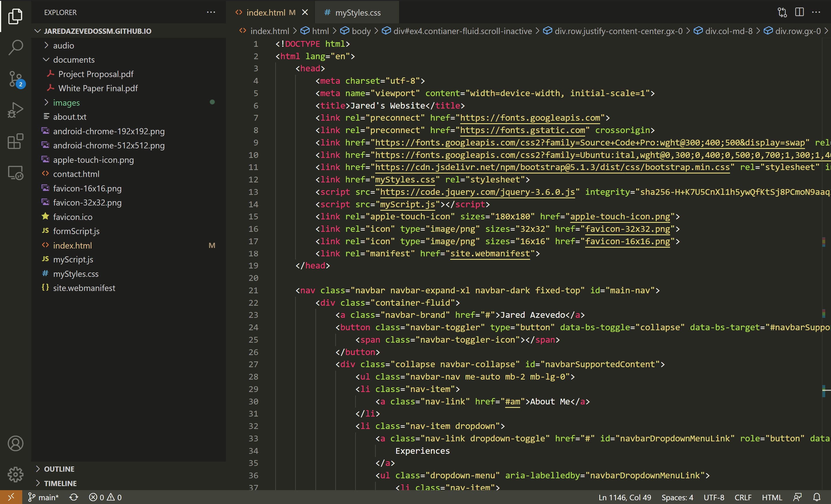 screenshot of my code development environment